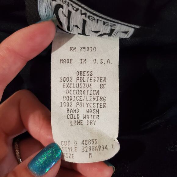 Vtg City Triangles 90s Floral Sparkle Asymmetrical Ruffle Dress Size M w/Scarf - Picture 12 of 16